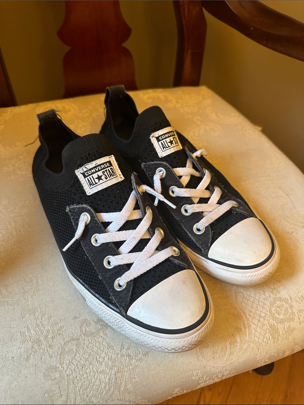 Converse All Star Chuck Taylor black knit slip on shoes, sneakers